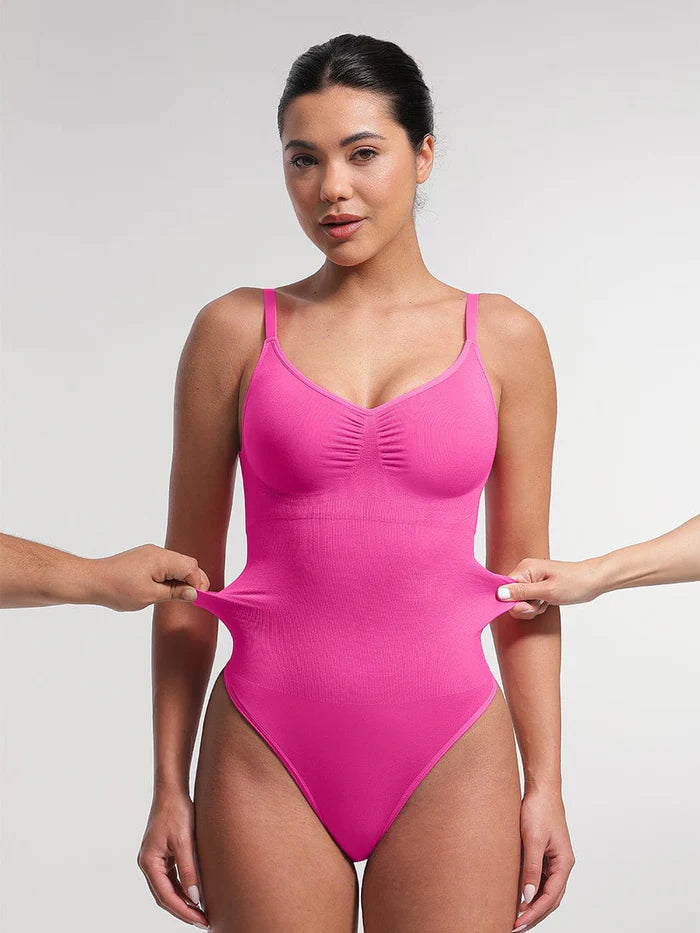 Seamless Tummy Control Shapewear Bodysuit with Built-In Bra and Removable Pads